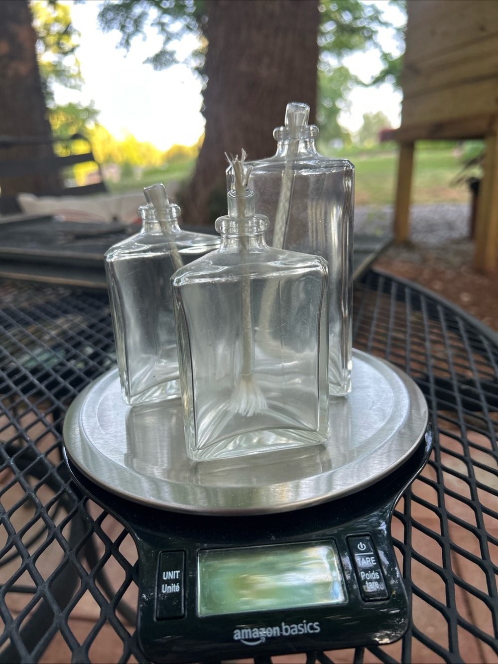 Set of 3 Clear Glass Oil Bottles with Wicks